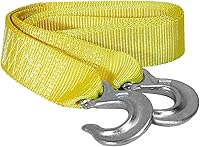K Tool International Heavy Duty Tow Strap with Forged Hooks - 2in x 10ft, 7,000lb Capacity, Abrasion Resistant