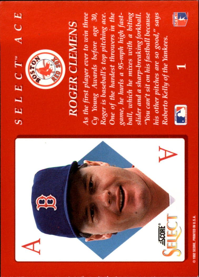Amazon.com: 1993 Select Aces Baseball Card #1 Roger Clemens