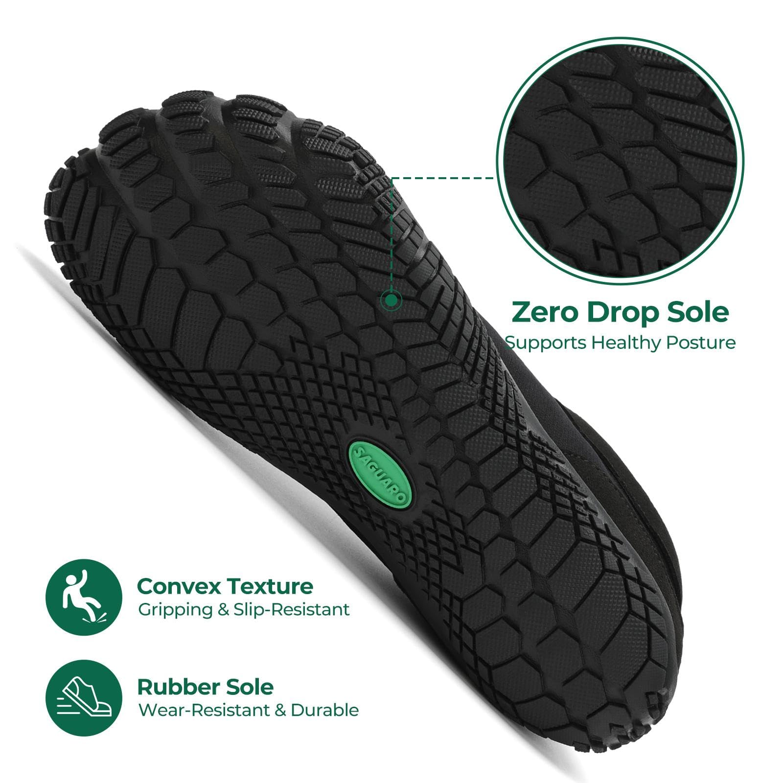 SAGUARO Barefoot Shoes Uomo Donna Scarpe Barefoot - Scarpe Minimaliste Scarpe da Palestra - Traspiranti Scarpe da Scoglio - Punta Larga e Suola a Goccia Zero Nero Fumoso,Gr.35-48 EU