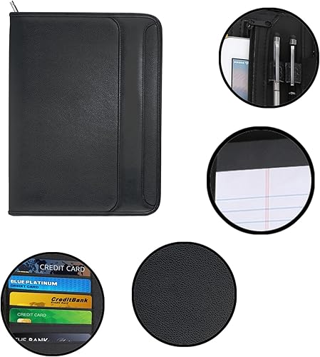 Miniatura 3 de Carpeta de portafolio con carta/tamaño A4, entrevista/conferencia/documento legal, cartera de piel sintética de alta calidad para negocios, escuela,