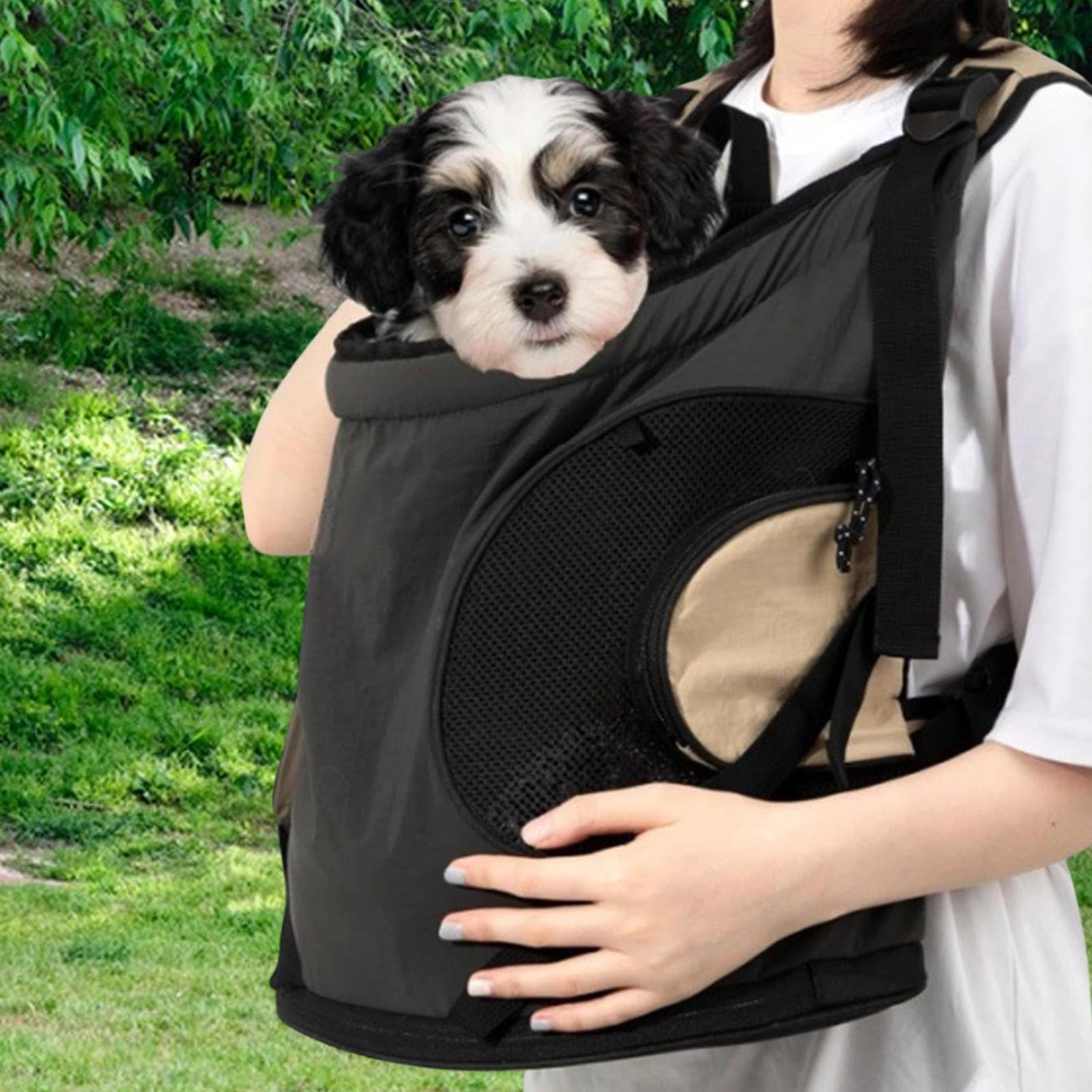 F Fityle Sac de Poitrine pour Chien Transporteur Sac à Dos de Transport pour Animal Sac de Transport Avant Matériau en Maille Respirante Adapté Aux Promenades, Noir