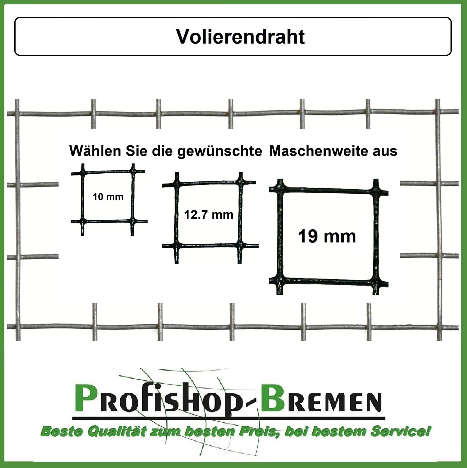 Volierendraht Edelstahl Drahtgitter Drahtzaun Maschendrahtzaun - 100 cm hoch - 5 m Länge - Maschenweite 10x10 mm