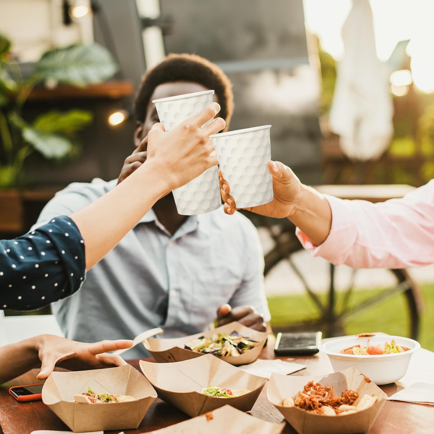 Whaline 50 Pcs 9 oz Disposable White Paper Cups Golf Theme Paper Cup White Golf Ball Disposable Party Drinking Cup Hot/Cold Drinking Cups for Juice Coffee Water Drink Home Sport Party Supplies