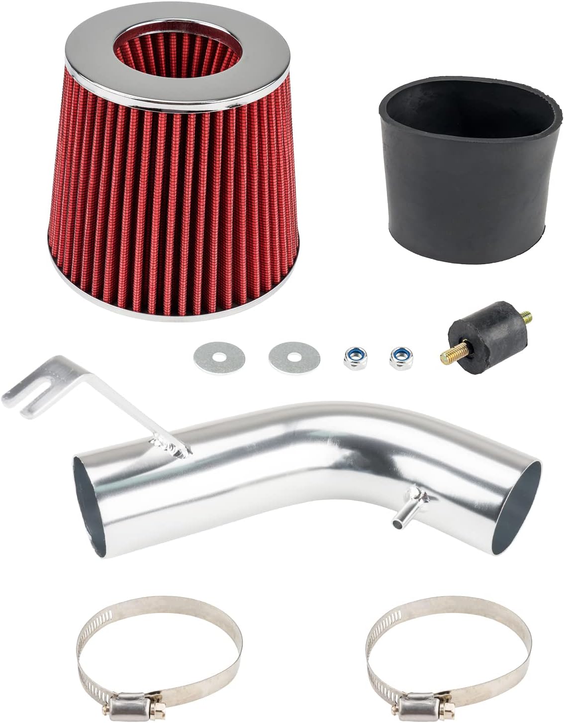 Cold Air Intake Kit with Filter Heat Shield for 2003 Tiburon Base 2.0L L4 (Red)