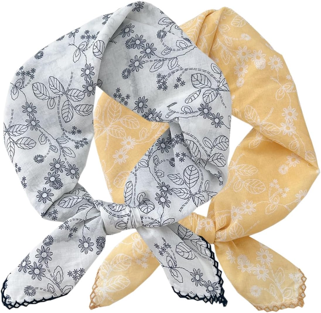 2 Pack Large Cotton Bandana Headband, Head Wrap, Protective Coverage, Hair Neck Scarf for Women 28 x 28 inch