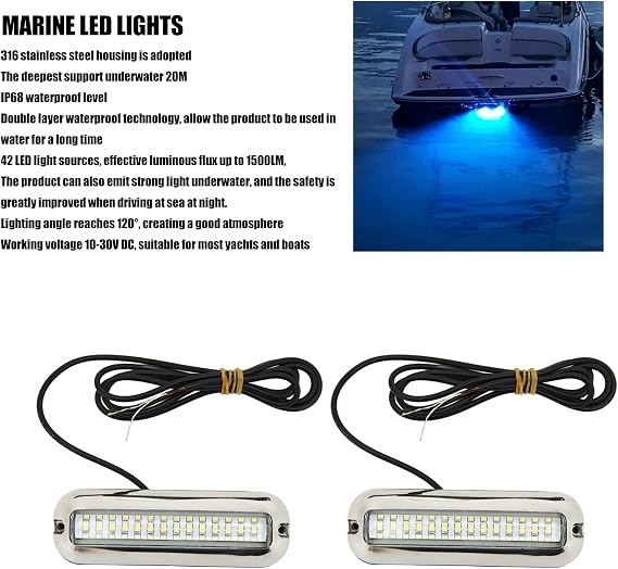 Underwater LED Boat Light,Waterproof Marine Led Lights 10 30V DC Drain Plug Light for Yacht Boat Fishing Sailboat Kayak [Energy Class A]