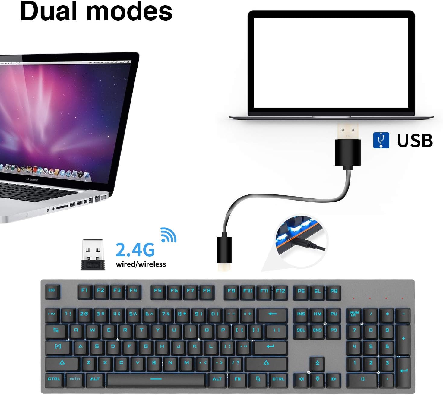 40% Off Discount Motospeed 2.4GHz Wireless/USB Wired Mechanical Keyboard 104Keys Led Backlit Blue Switches Gaming Keyboard for Gaming and Typing,Compatible for Mac/PC/Laptop