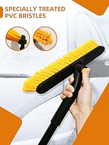 Jkapy 44 Inch Ice Scraper Snow Brush and Ice Scraper for Car Windshield,Extendable Snow Scraper and Brush with Comfortable Foam Grip for Truck Vehicle Automobile Snow Removal