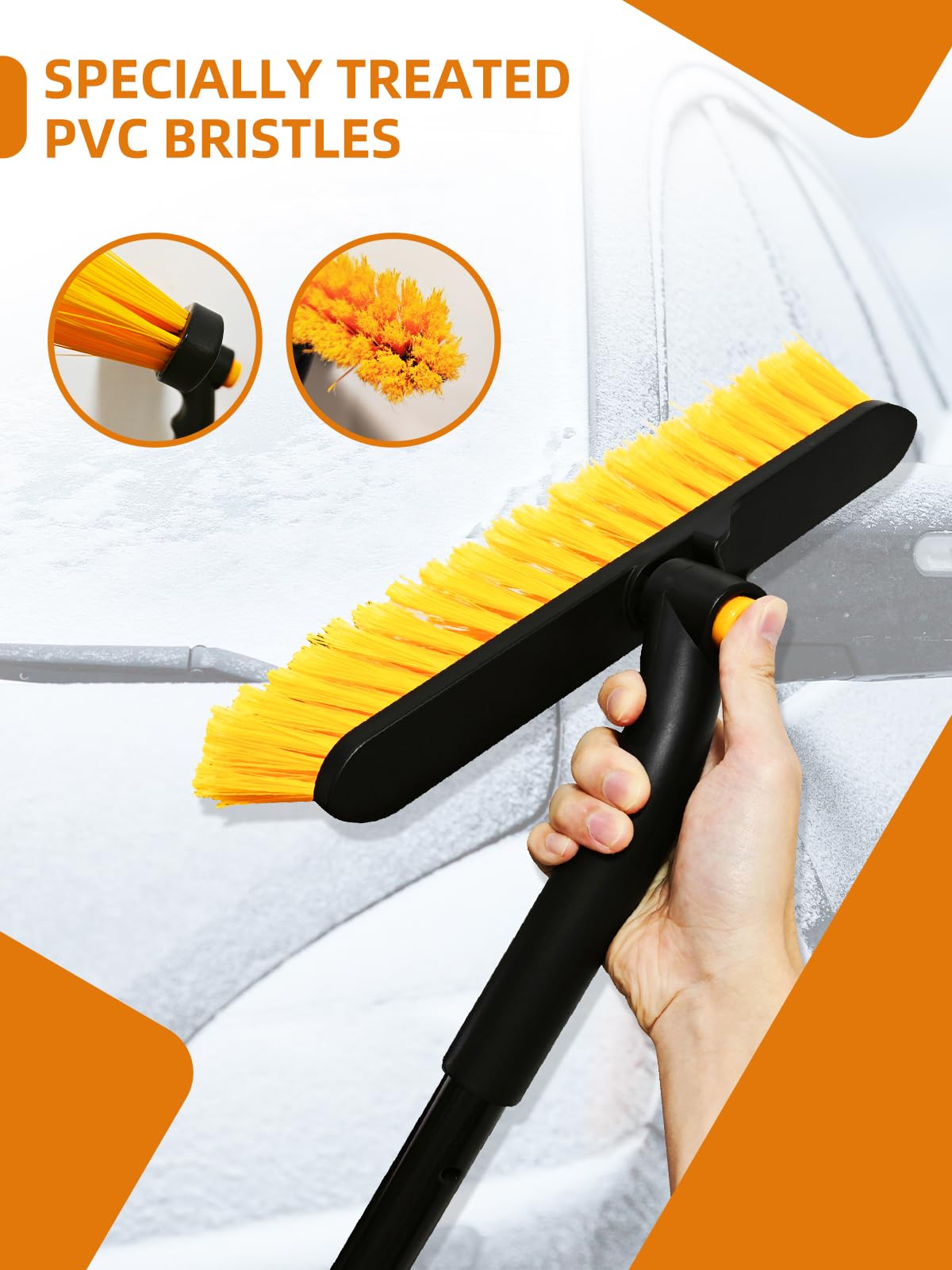 Cepillo de Nieve de 44 Pulgadas para SUV, raspador de Hielo para Ventana de Parabrisas de Coche, raspador de Nieve Extensible y Cepillo con cómodo Agarre de Espuma para camión, vehículo y
