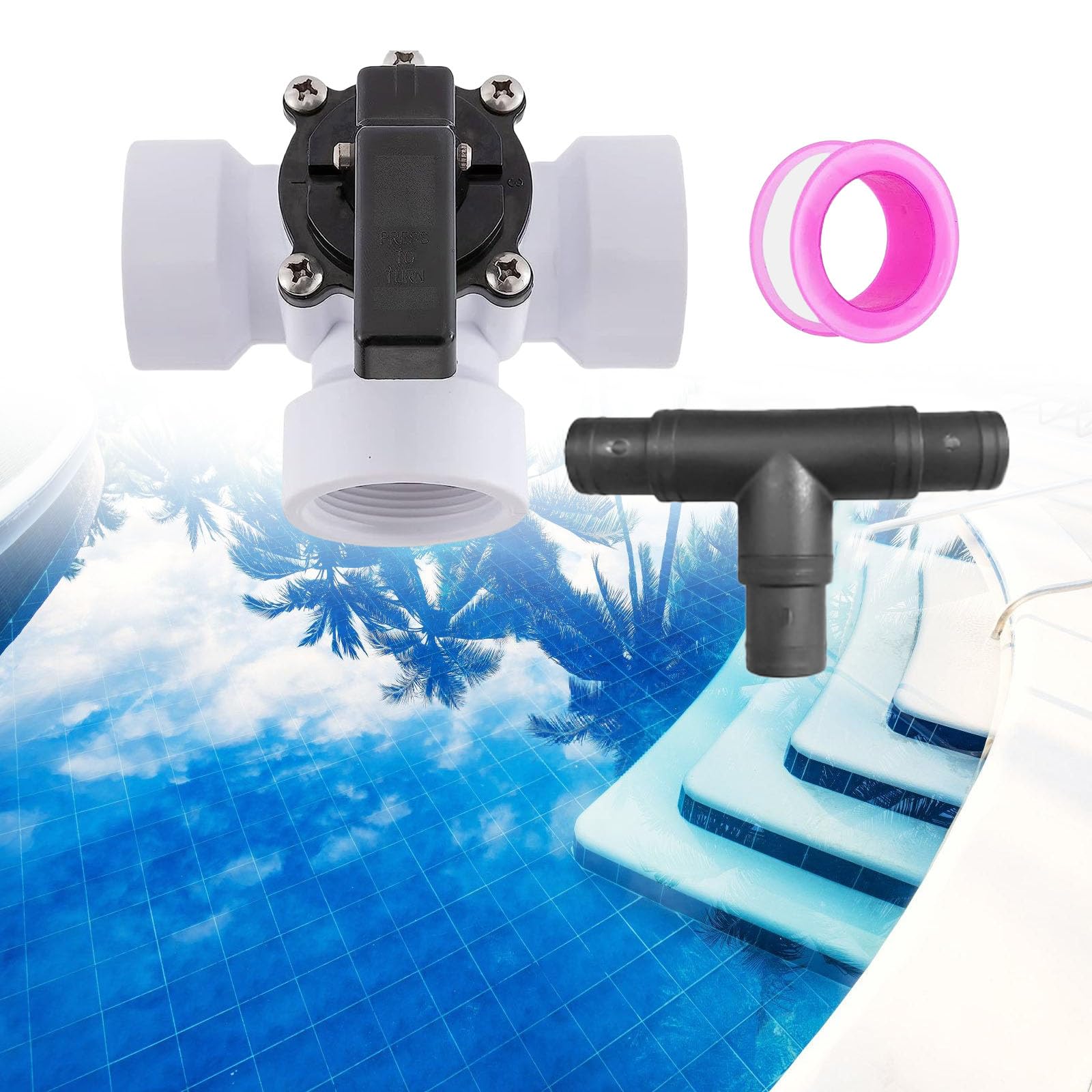 Juego de adaptadores de válvulas de derivación para piscinas ABS con conexión de 3 vías y abrazaderas de manguera para sistemas de filtración Flujos de agua eficientes Sistemas de válvulas para de