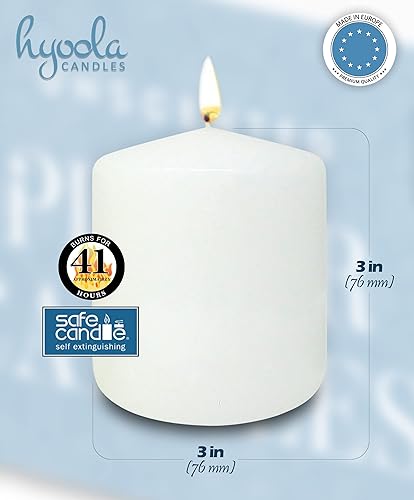 Miniatura 3 de HYOOLA Velas de pilar blancas de 3 x 3 pulgadas, velas de pilar sin perfume, paquete de 6, hechas en Europa