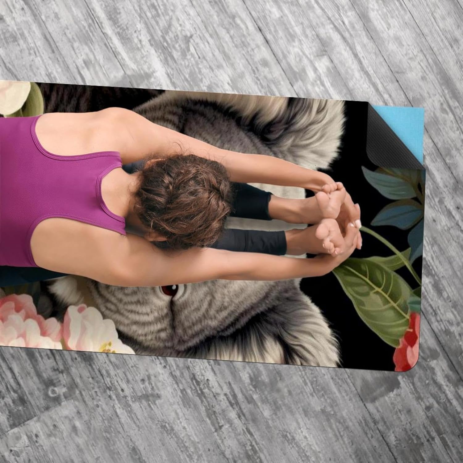 Yoga Towel, Koala Flowers Pattern Non Slip Sweat Absorbent Hot Yoga Mat Towel for Hot Yoga, Pilates and Fitness - 72.8" x 26.8"