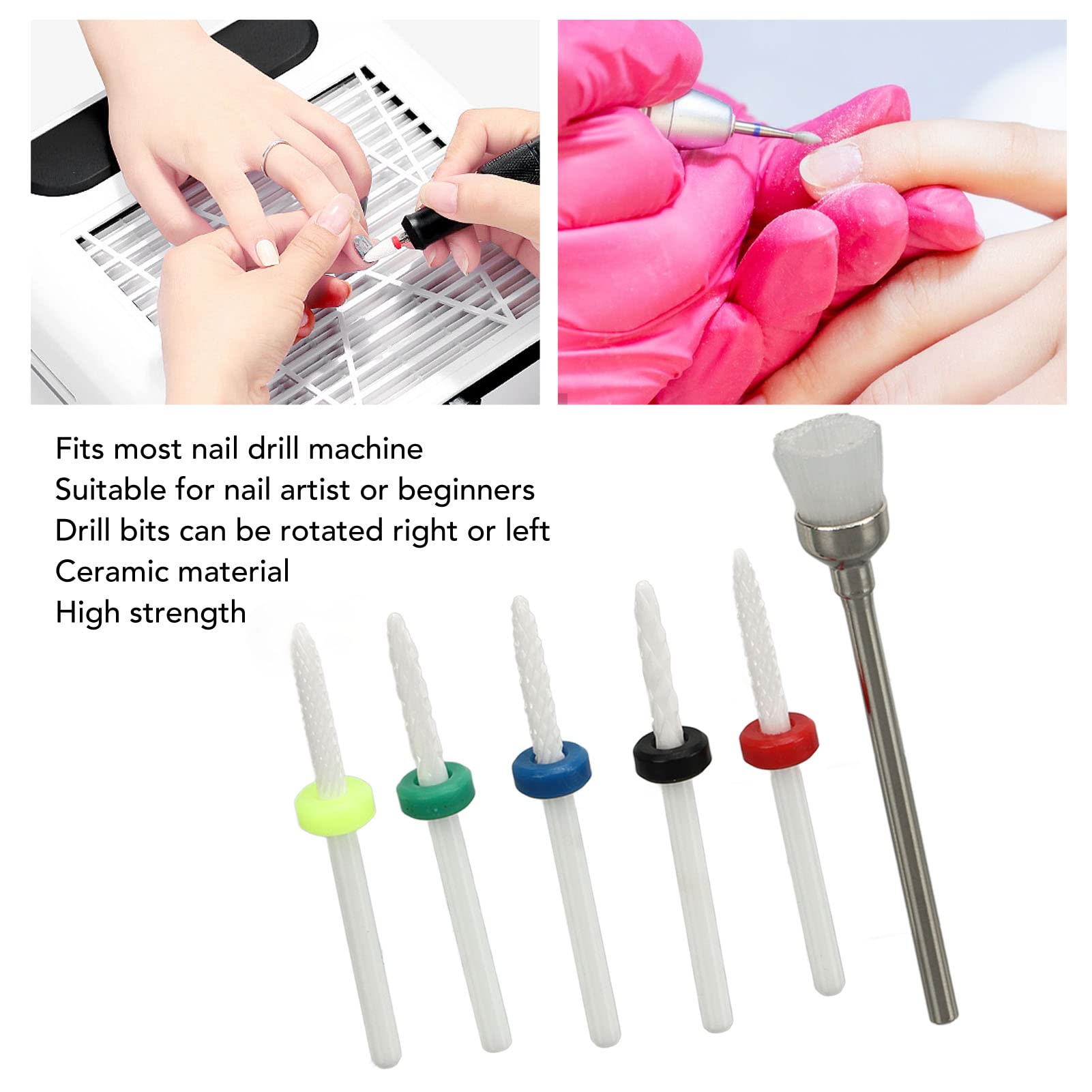 Sonew Nail Drill Bit Set, Ceramic Cuticle Remover Bits for Nail Artist Novice Electric Nail Cutter for Salon - Image 2