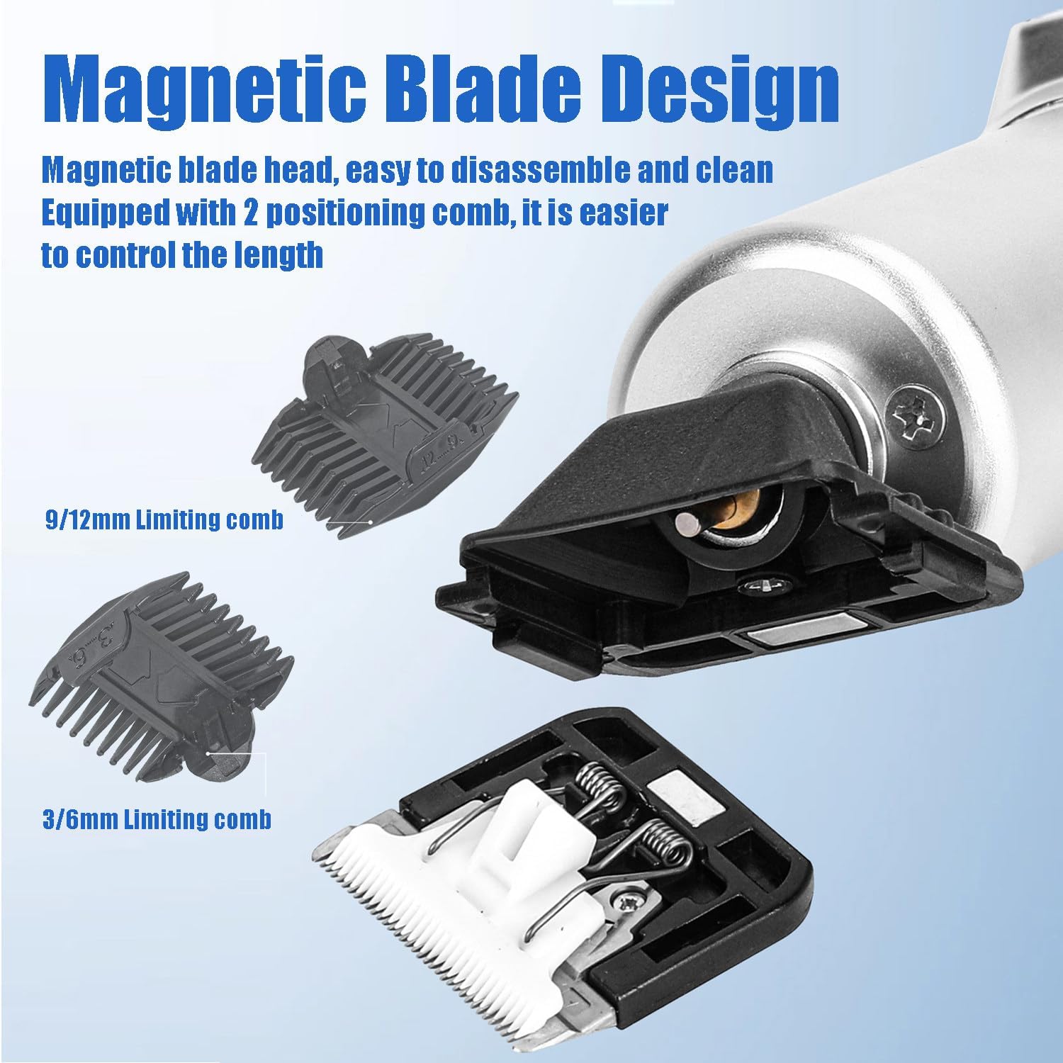 Professional Cordless Pet Grooming Kit - LED Display Dog Clippers with Detachable Blade, 5-Speed Quiet Trimmer for Dogs, Cats, Sheep & Carpet