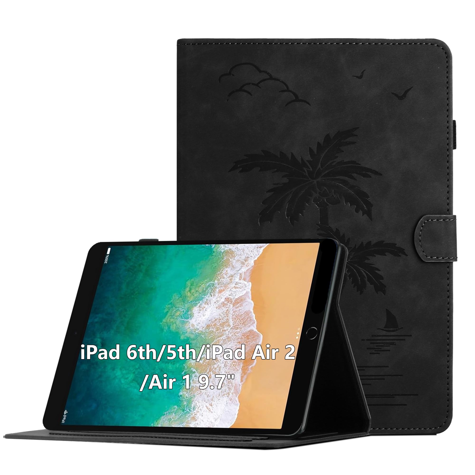 Rosbtib Custodia per iPad 9/8/7 (10.2 Pollici, 2021/2020/2019, 9/8/7 Generazione),Folio Cover Business Pelle al Tatto Multi-angli Stand Case con Slot per Schede per iPad 10.2/ Air 3/ Pro 10.5, Rosso