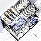 Cassetti Estraibili Per Mobili Da Cucina Resistenti Con Cestello In Filo Metallico E Vaschetta Di Raccolta, Scolapiatti Estraibile Per Pentole E Stoviglie Ordinate E Faci,Black-59(W)*47(D)*14(H)cm