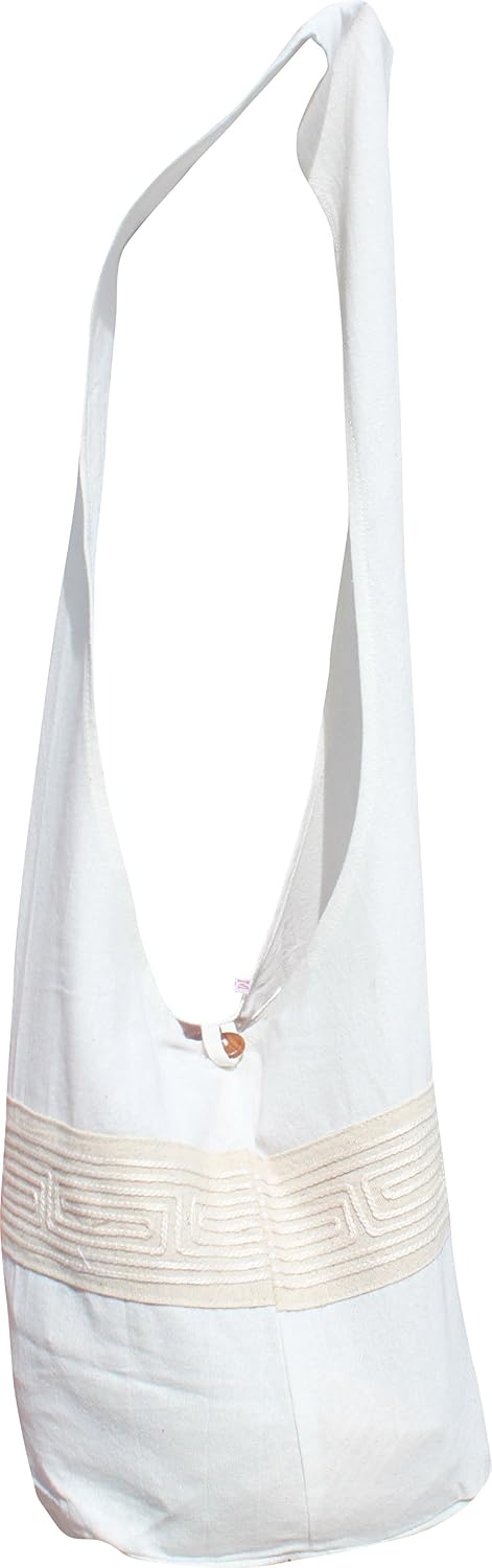 RaanPahMuang Brand Yaam Monks Cotton Shoulder Bag with Chinese Grain Line Motif