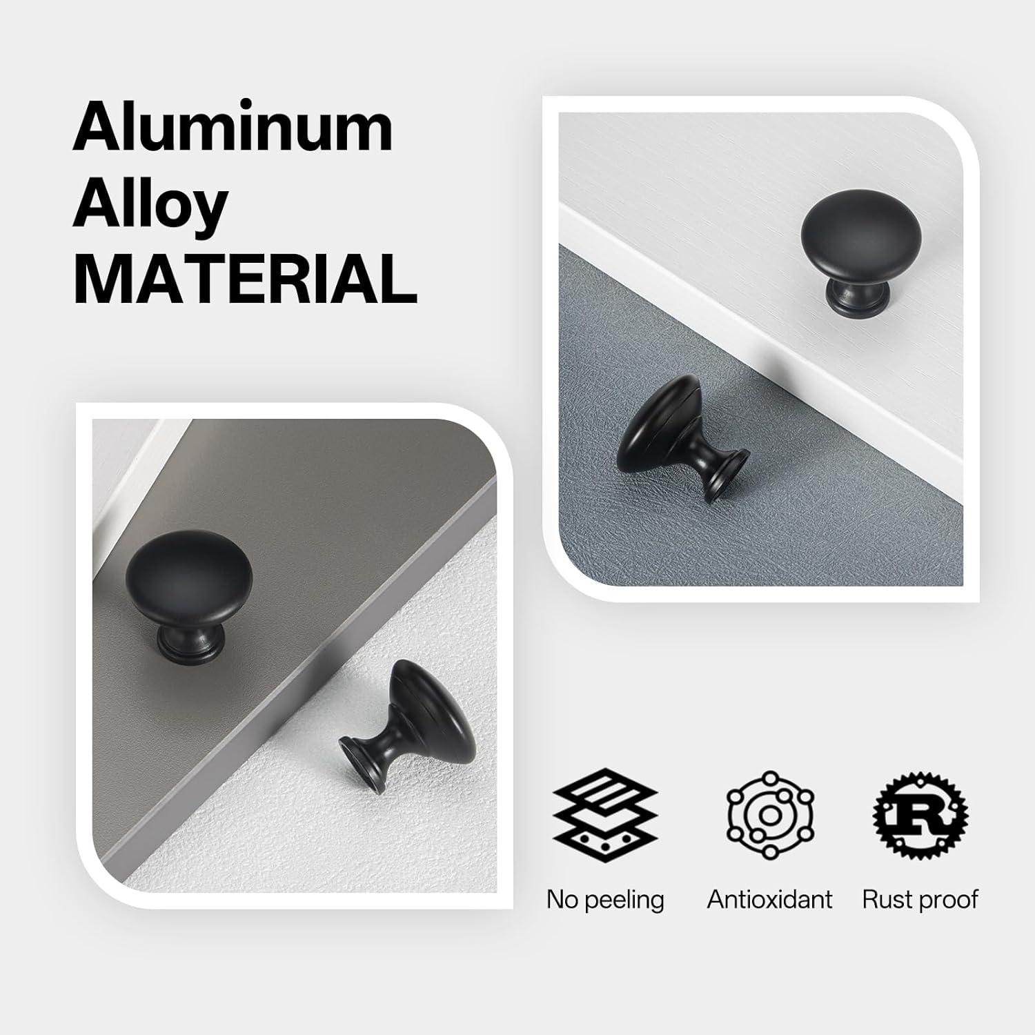 Liron Hardware 10 Pack Round Cupboard Cabinet Knobs 30mm Kitchen Dresser Drawer Pulls Handles Matte Black