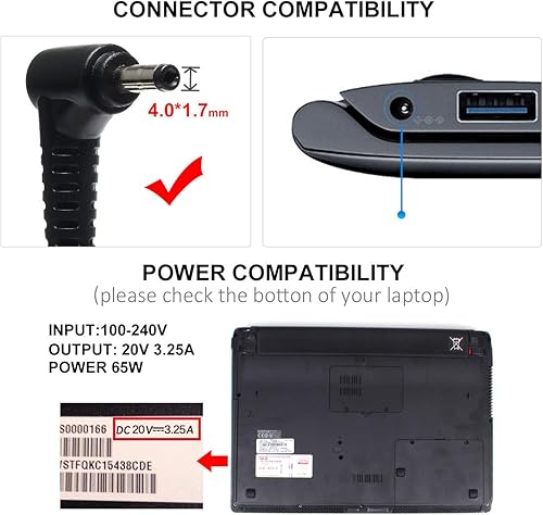 Miniatura 2 de Cargador compatible con Lenovo IdeaPad 3 3-14 3-15 3-17 5 1, Flex 4 5 6 1470 1480, IdeaPad V14 V15 V17 G2 G3 G4, 110 110s 310 330 330s 520 530 0S