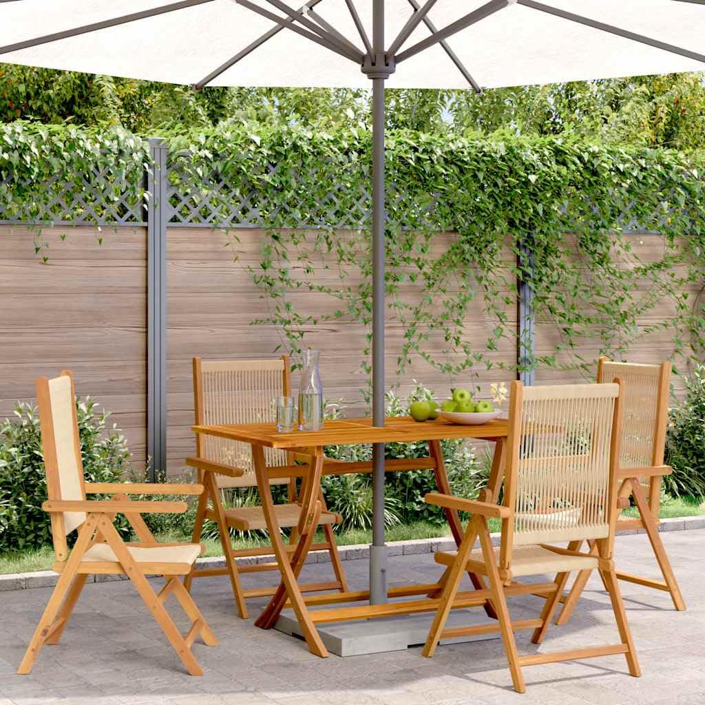 Chaise de jardin réglable résolvant le manque de place, lot de 4 en acacia beige