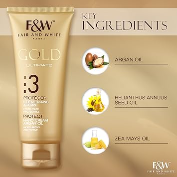 FAIR & WHITE Gold Hand Cream - 4.4 Fl oz / 125 ml - Formulated to Remove Stretch Marks with Shea Butter and Glycerin