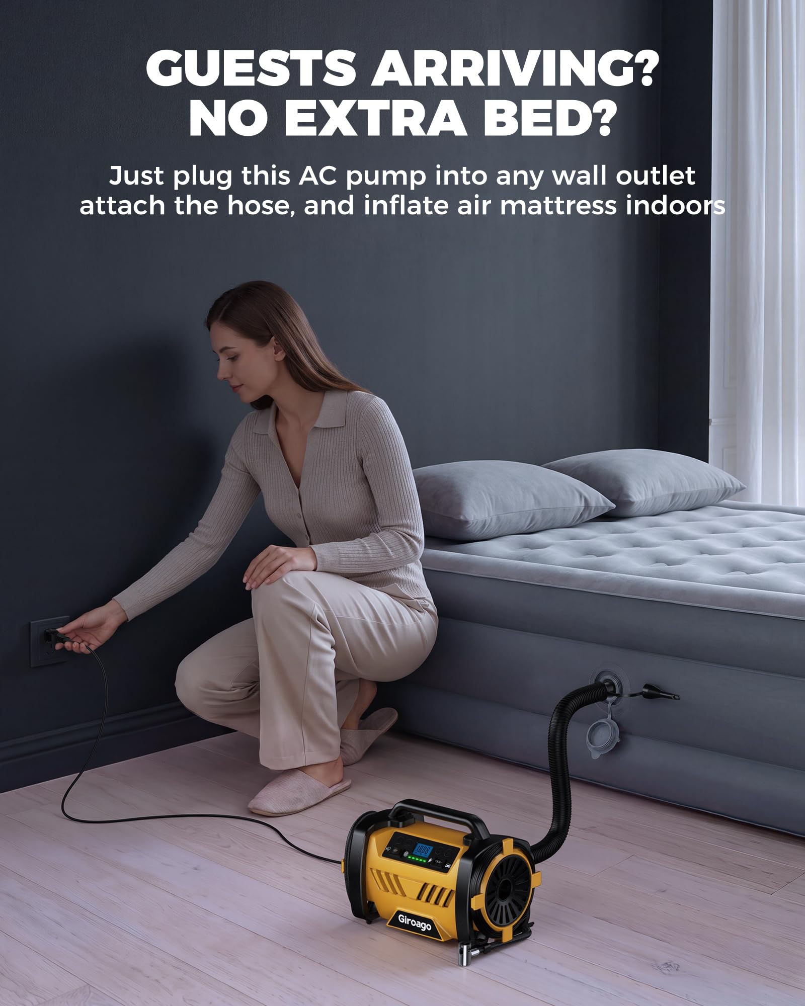 Portable Tire Inflator - Dual Power & Fast Inflation -5