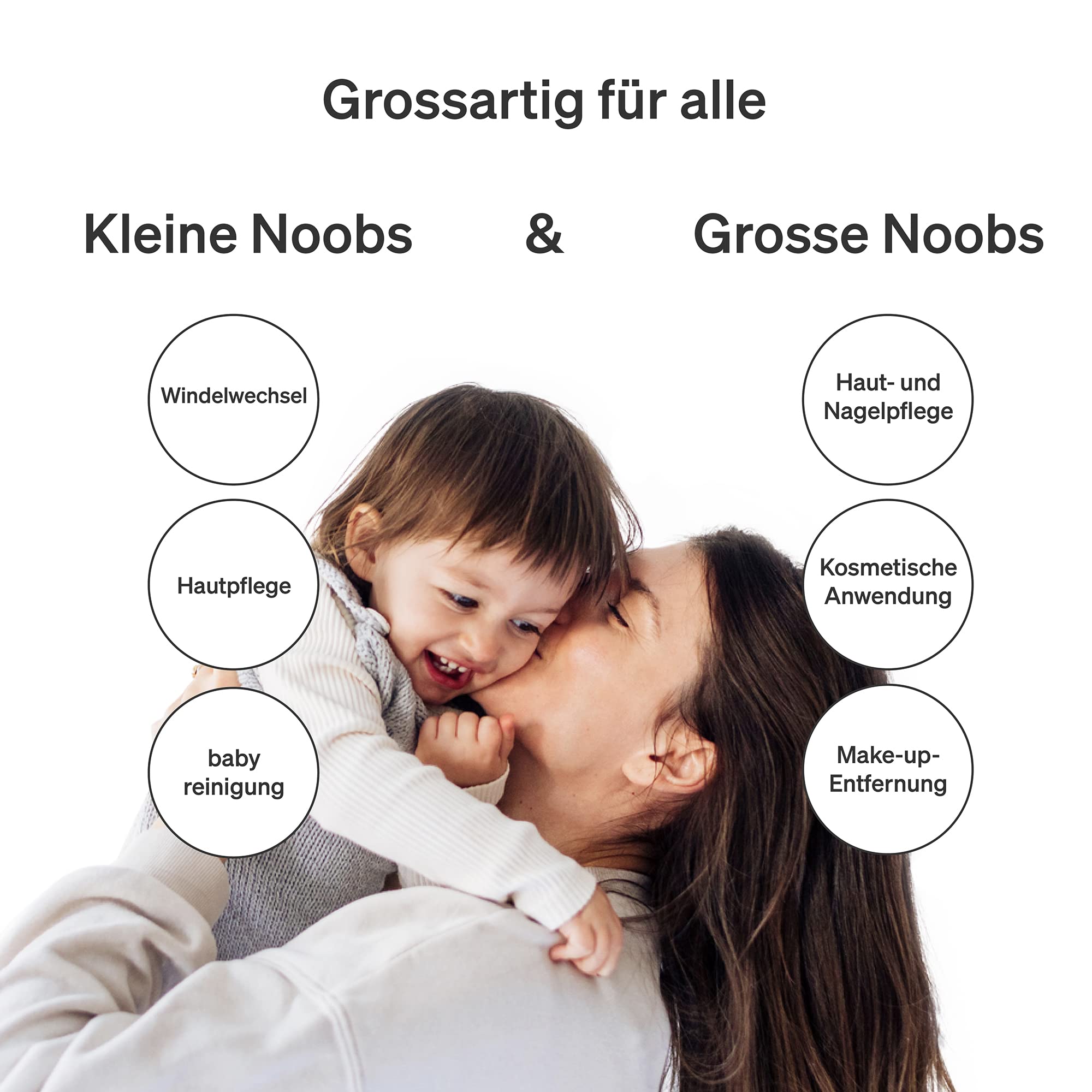 Love Noobs Extra Weich 100% BIO-Wattepads Baby, 360 Stück, Wattepads Groß, Baumwollpads