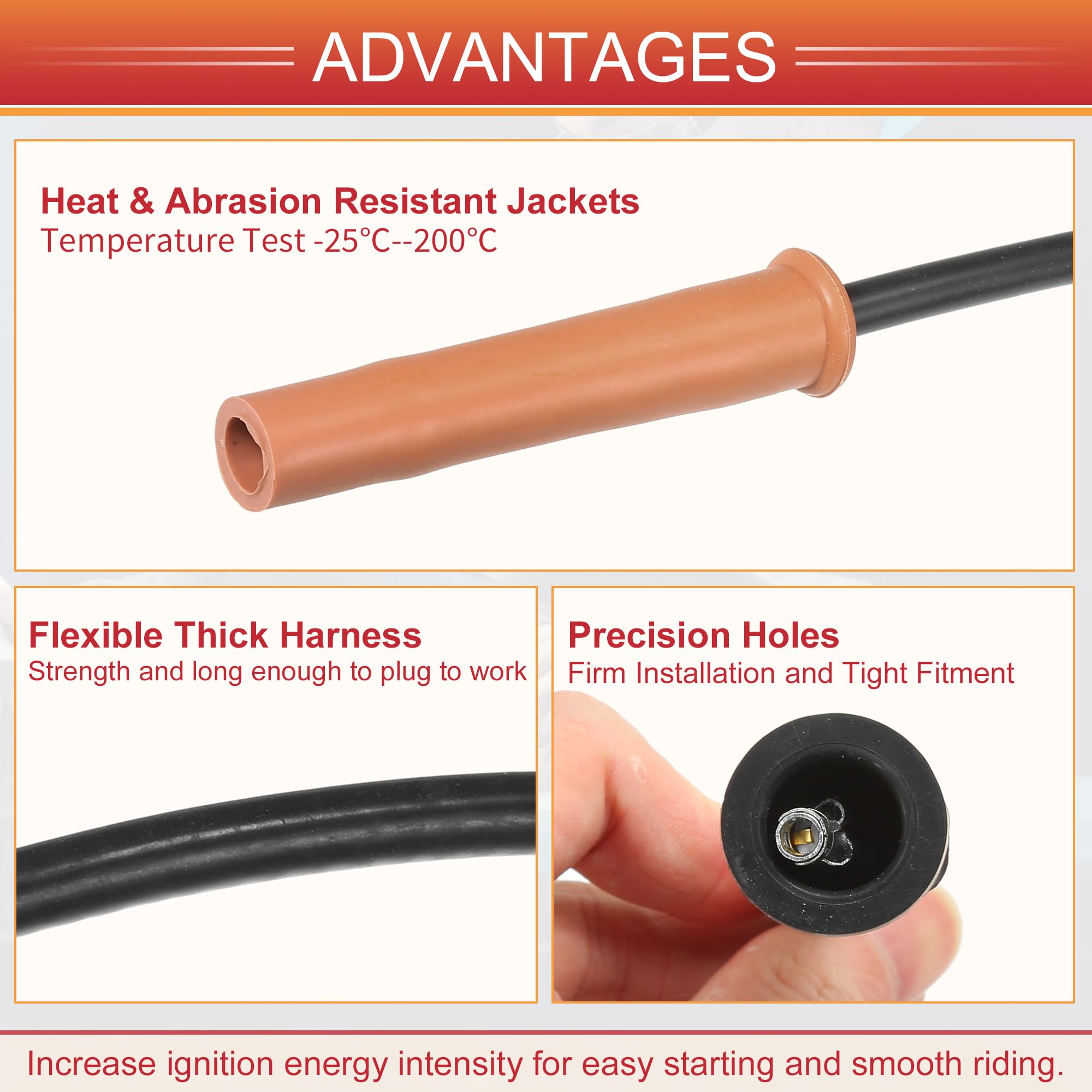QUARKZMAN Cables De Bobina De Encendido De Bujía Para Coche Cable De Arnés De Bobina De Encendido De 8Mm Para Ford F-150 F-250 E-350 Super Duty 6.2L - Paquete De 8