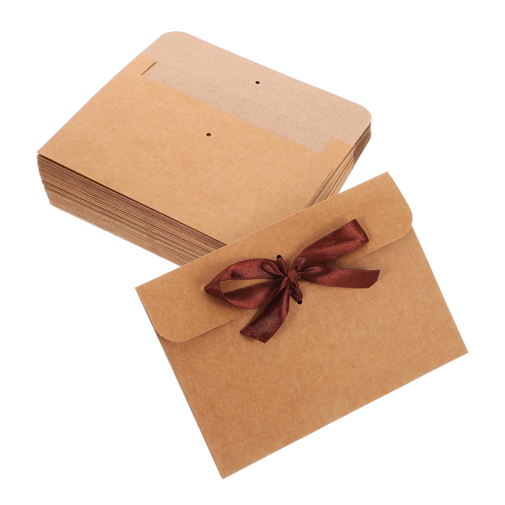 Buste di Natale Atmosfera Natalizia 50 Pezzi Carta Nastro per Lettere | Stile Vintage Elegante, Uso Multifunzione, Colore Caffè, per Laurea e Occasioni Speciali