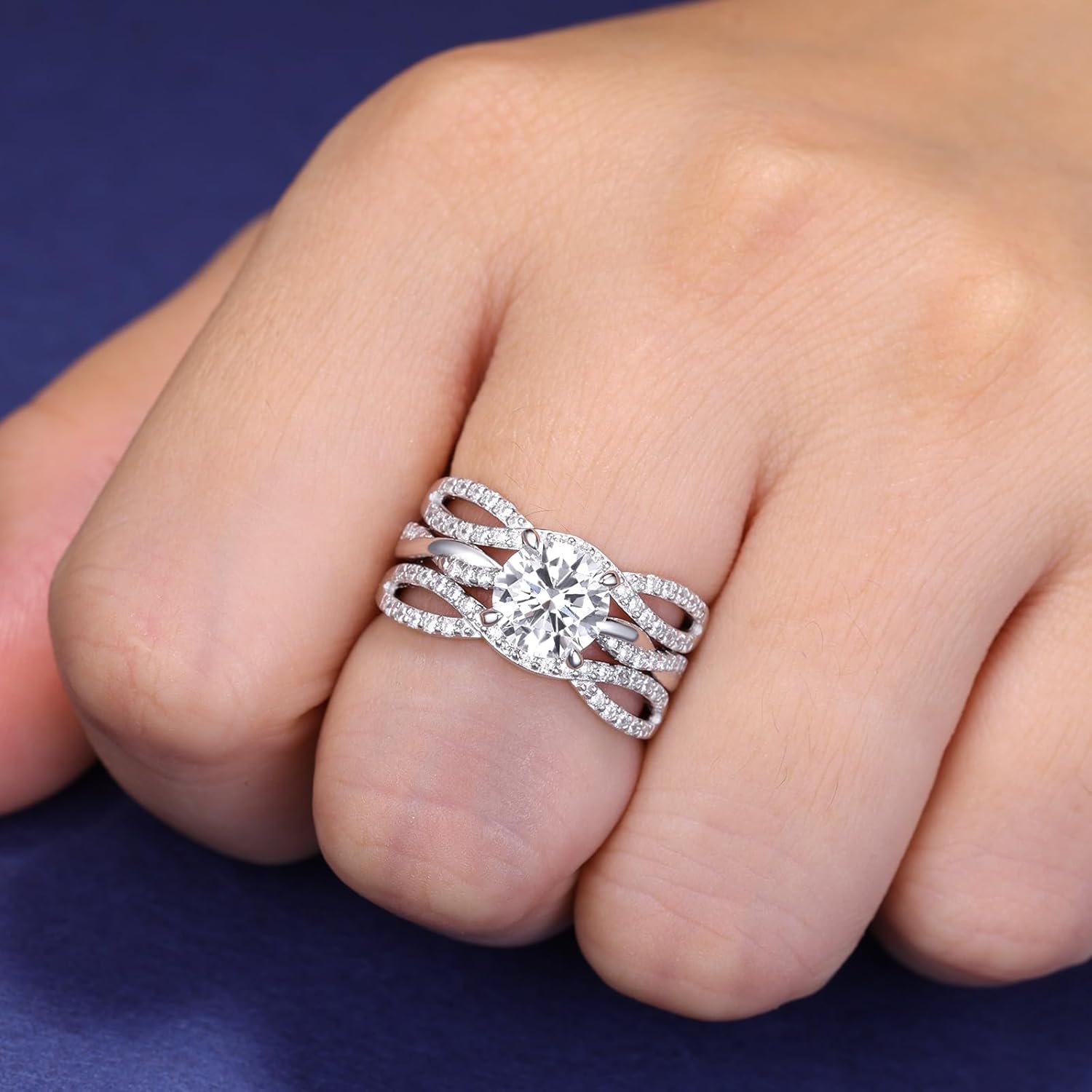 Ring Enhancer for Engagement Rings Twisting Infinity Guard Enhancer Wrap Wedding Band for Women 925 Sterling Silver Cz Size 5-10