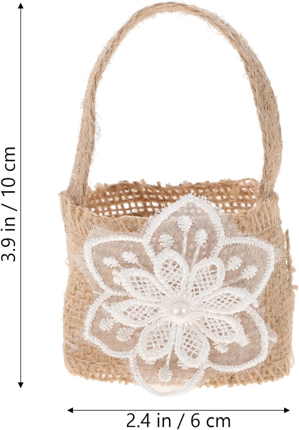SOLUSTRE 4pcs Linen Flower Girl Baskets for Wedding Party Candy Bags Lightweight Portable Burlap Lace Baskets for Flowers and Rose Petals Reusable Decor for Special Events