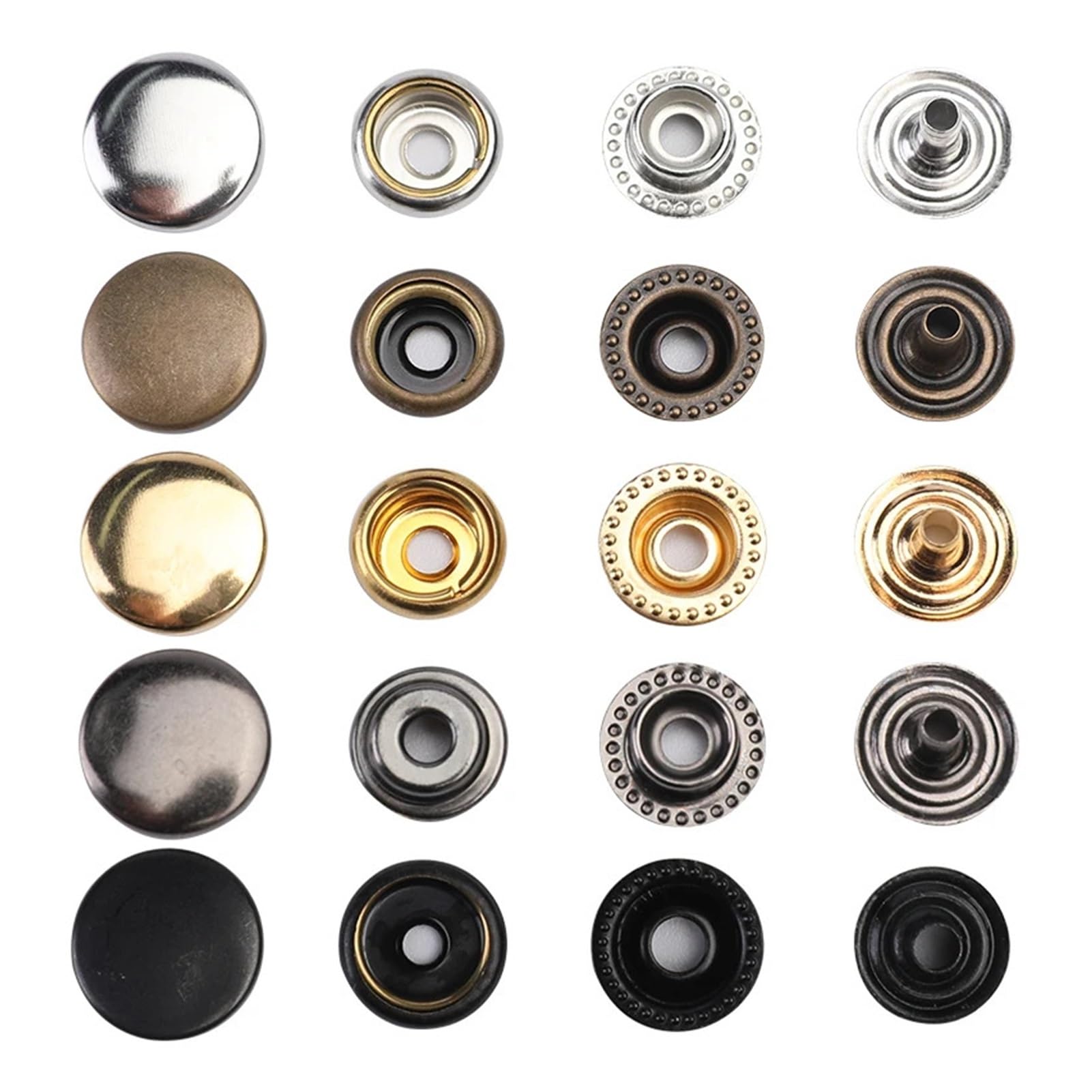 Kit de Sujetadores de Cuero a presión tamaño Inferior 9mm/10mm/12mm Botones de Metal broches de presión broches de Cuero for Ropa(Dark Grey 201)