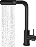 Virklyee Waterfall Pull Out Faucet Pull-out Waterfall Kitchen Faucet Sink Faucets,Kitchen Faucet with 360° Rotatable with 4 Jet Types,Adjustable Hot and Cold Water (Black) - 1