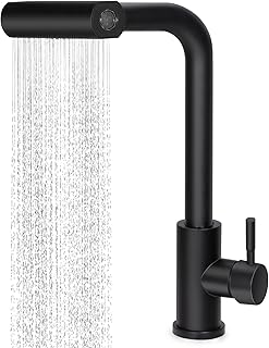Comprar Grifo para Fregadero de Cocina Extraíble Cascada,Grifo de Cocina Extensible Grifo de Cocina con Giro de 360°,4 Modos de Ajuste de Flujo de Agua (Negro)