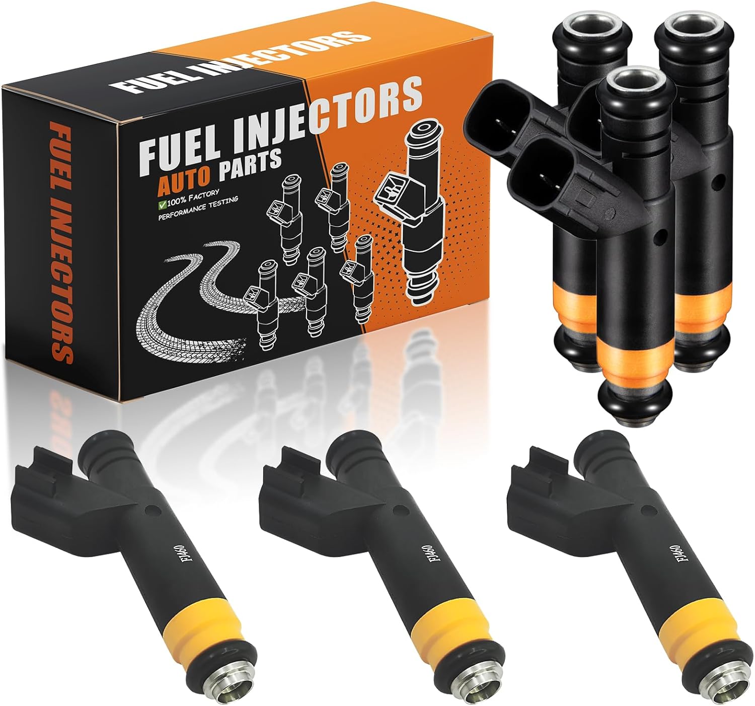 FJ460 Upgraded 4.2L Fuel Injectors Fit For:-Ford F150 1999-2004, E150 2002-2003, E150/E250 Econoline 1999-2002; (6PCS)#Replace:8001467N, 01G054B, FI11373S, YR3E-A6A, YR3Z-9F593-AA