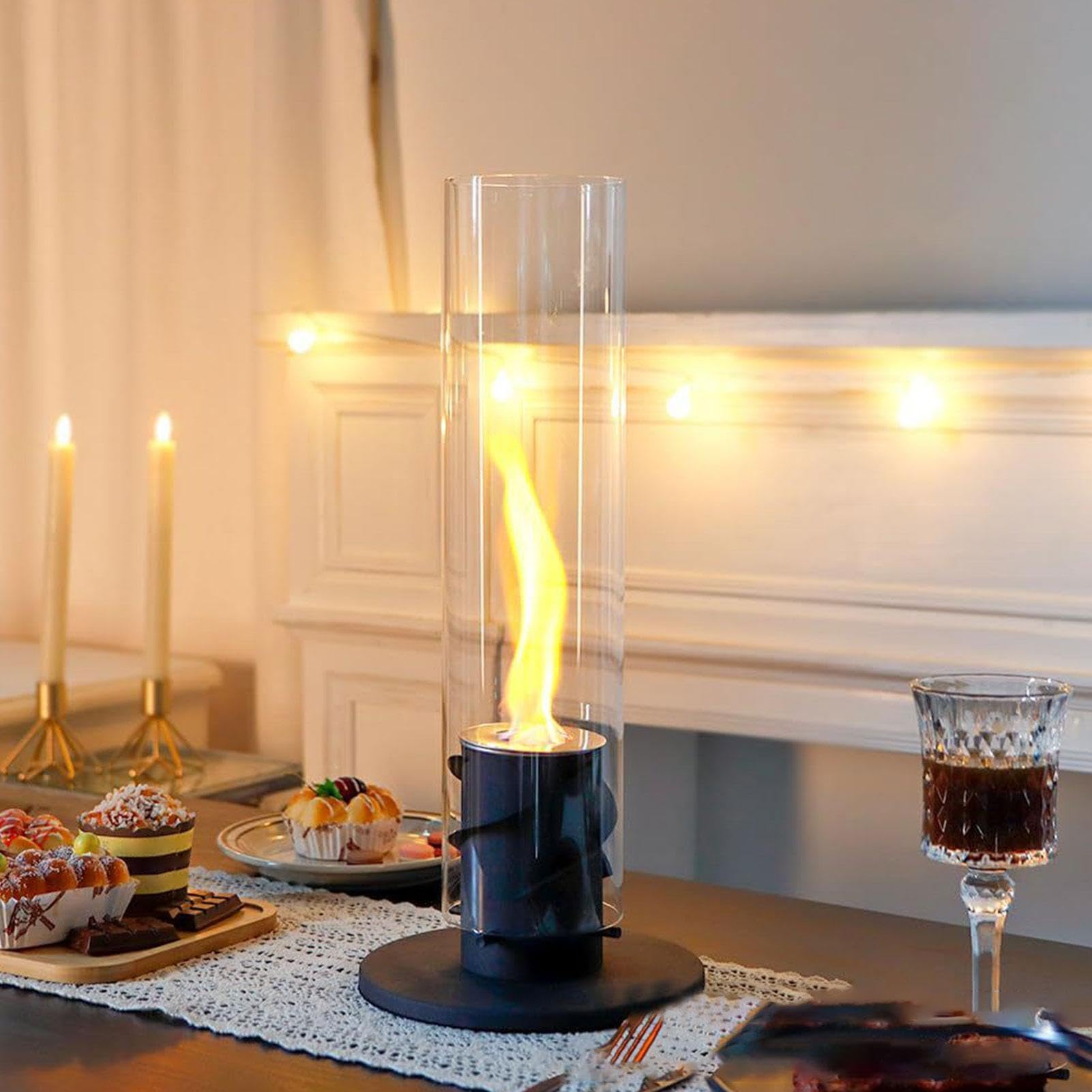 Tischlampe - Kamin Mit Schwenkbarer Flamme, Dekoratives Nachttischlicht, 1 Set Deko Lampe Für Kamin Nachttisch Balkon Schlafzimmer Zuhause Geburtstag Einweihung Filmabend