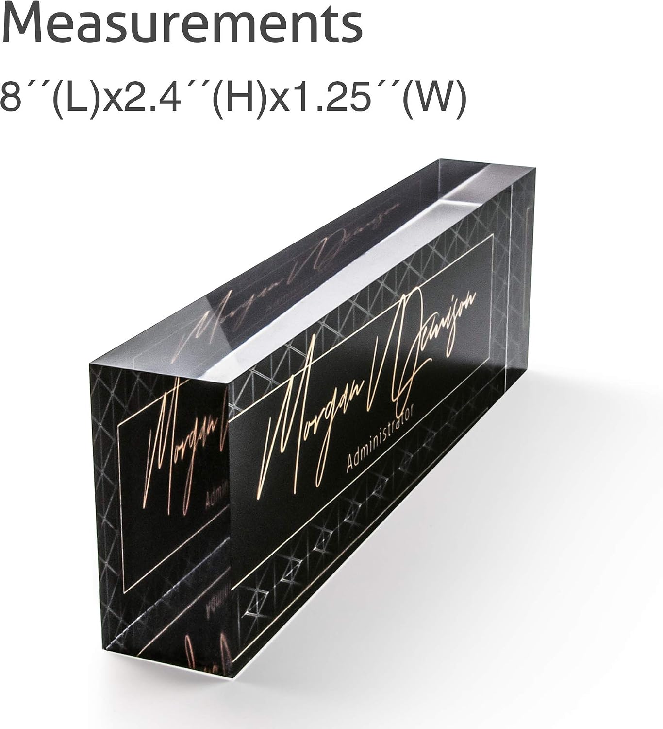 Office Desk Name Plate Personalized - Custom Name Plates for Desks - Rhombus Design On Clear Acrylic Glass - Office Desk Decor - 8"x2.4" (Printing - Rhombus Design)
