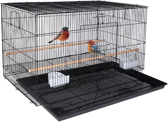 Gabbia per Uccelli BAKAJI in Metallo Nero, 77,5 cm, per Pappagalli e Parrocchetti