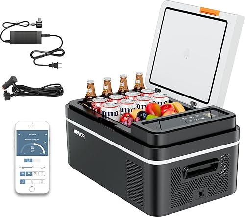 VEVOR Refrigerador de automóvil, DC 12/24V AC100-240V, enfriador eléctrico de -4 °F a 68 °F con control de aplicación, congelador de automóviles de