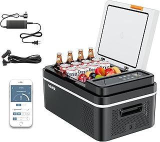 VEVOR Geladeira portátil para carro 12/24 V CC 100-240 V CA com compressor, controlo de temperatura de -20 °C a 20 °C, com aplicação, congelador de 20 l para autocaravanas, campismo, barcos, pesca