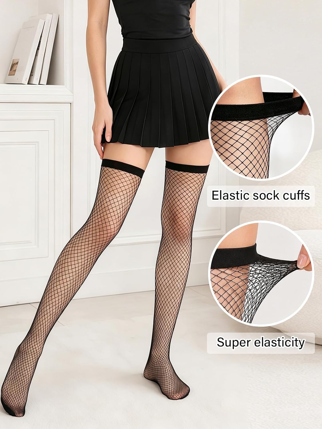 Fishnet Thigh High Stockings For Women Stay Up Sexy Sheer Stocking Lingerie