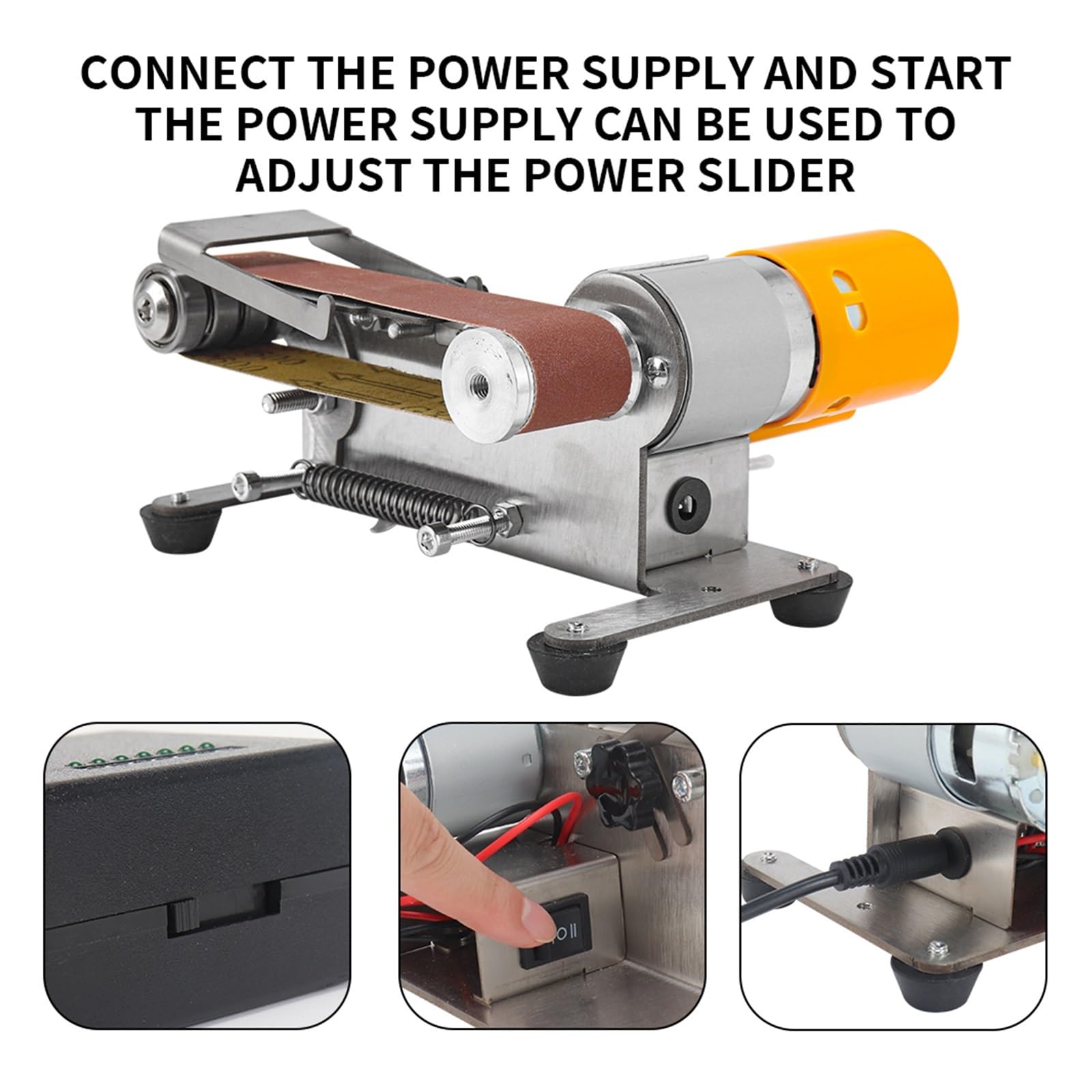 Mini elektryczna szlifierka taśmowa DIY polerska wielofunkcyjna krawędzie tnące Sharpene DIY i kreatywne hobby(Stand)