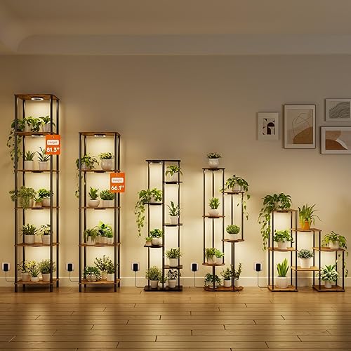 Miniatura 4 de Bstrip Soporte para plantas de interior con luz de crecimiento, estante de plantas de interior de 66 pulgadas de alto, soporte de flores de 5