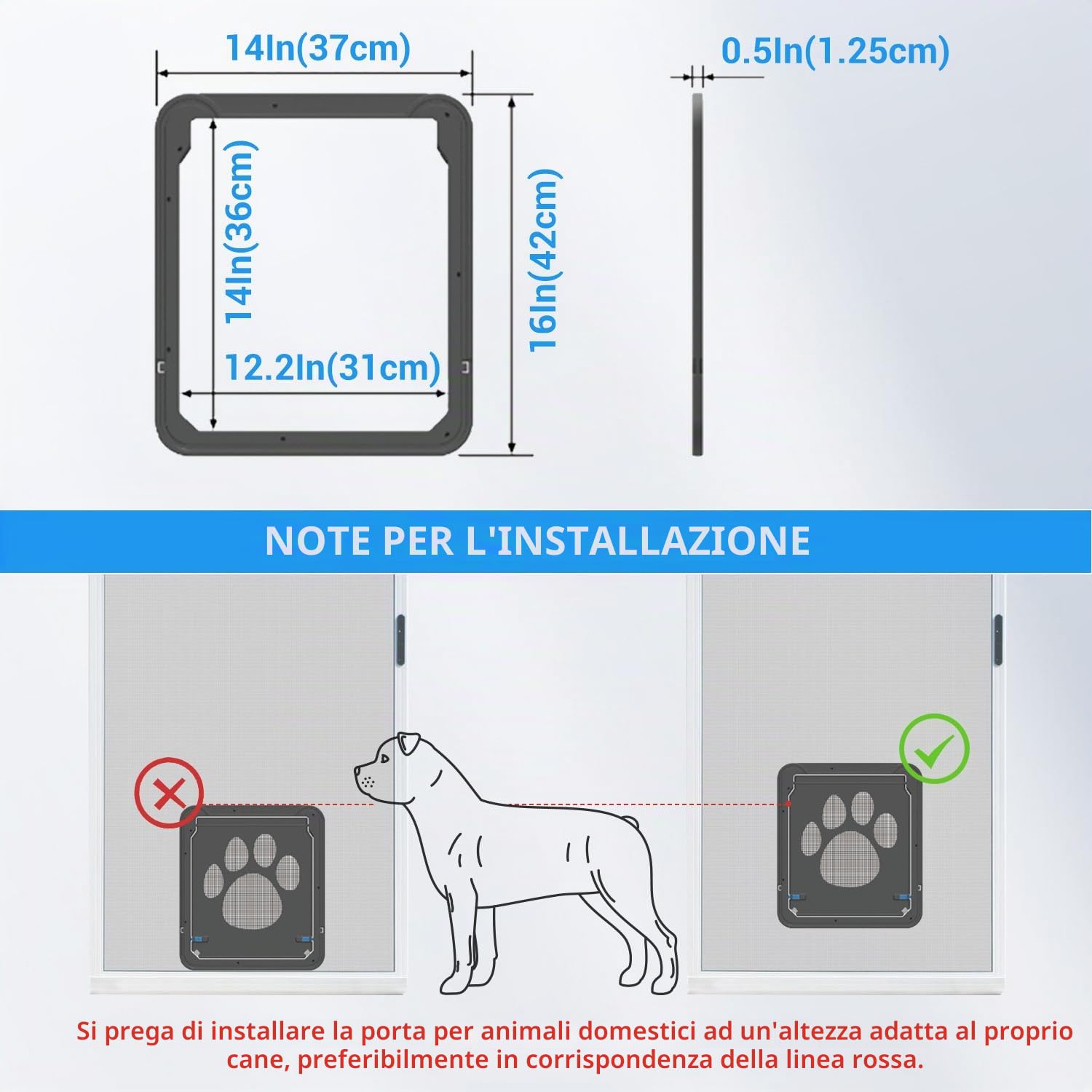 NAMSAN Porta Zanzariera Cane Chiudibile a Chiave Zanzariera per Animali Domestici Gattaiola per Schermo con Magnetico Porta Zanzariera per Cane/Gatto (37CM X 42CM)