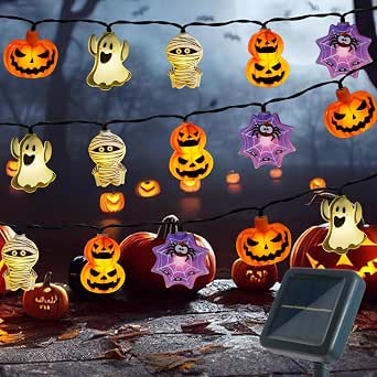 Lushangshou Solar Halloween String Lights, 25.8 ft, 40 LEDs