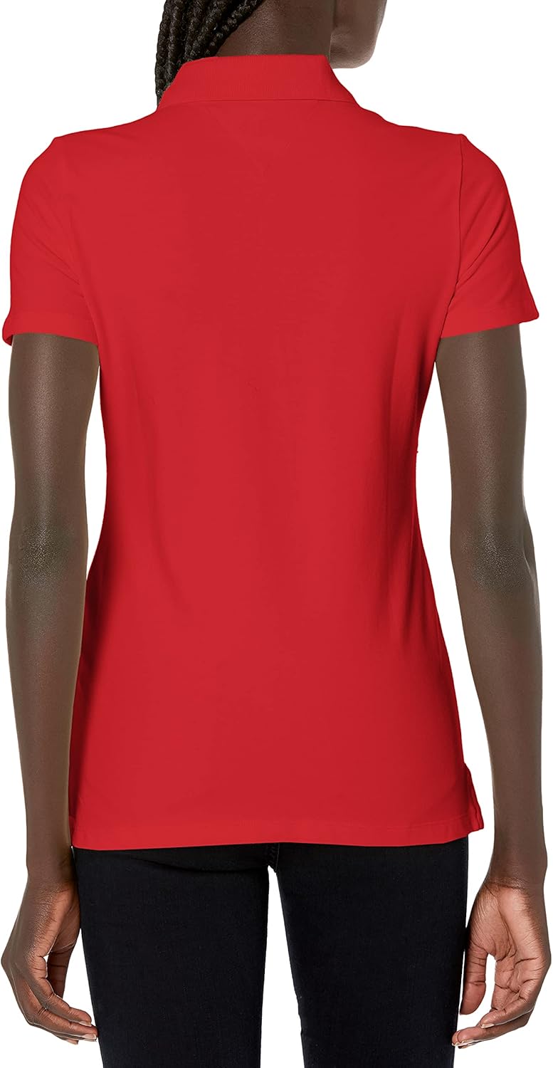 Tommy Hilfiger Women's Classic Short Sleeve Polo Shirt, Ultra Scarlet, XX-Large - Image 2