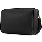 Narwey PU Leather Makeup Bag Travel Cosmetic Bag Toiletry Organizer Make up Bag with Compartments for Women and Girls (Large, Black)