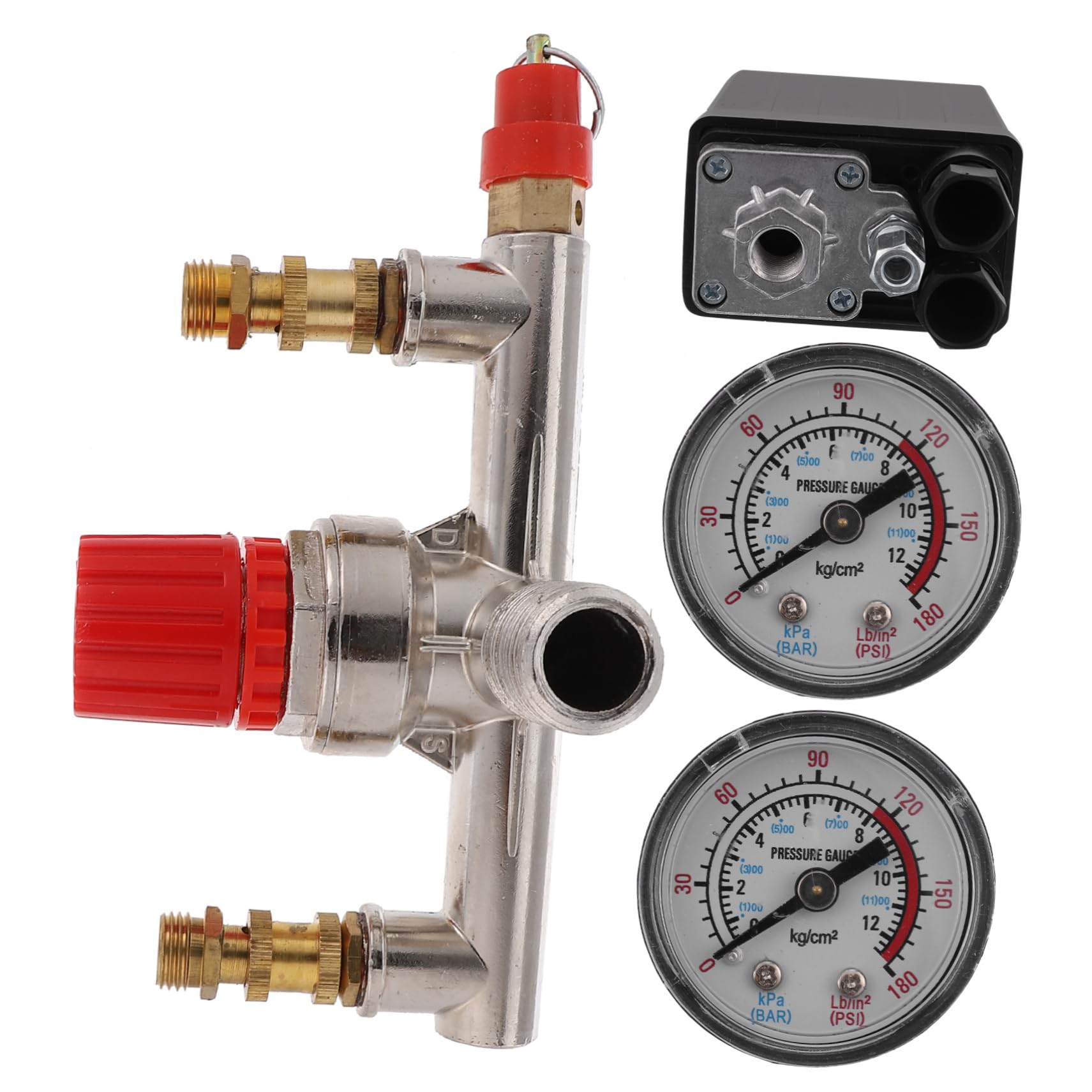 Pressostato per Compressore Aria 175psi 16a con Manometri | Regolatore di Pressione con Controllo Integrato, Accessorio per Compressore Aria, Struttura Metallo-plastico