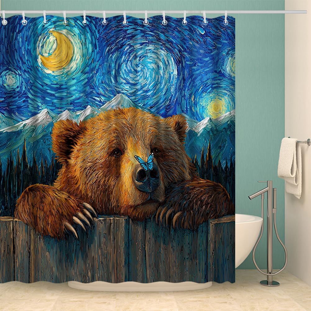 Forest Shower Curtains for Bathroom Bear Curtains Decor 72x72 inches