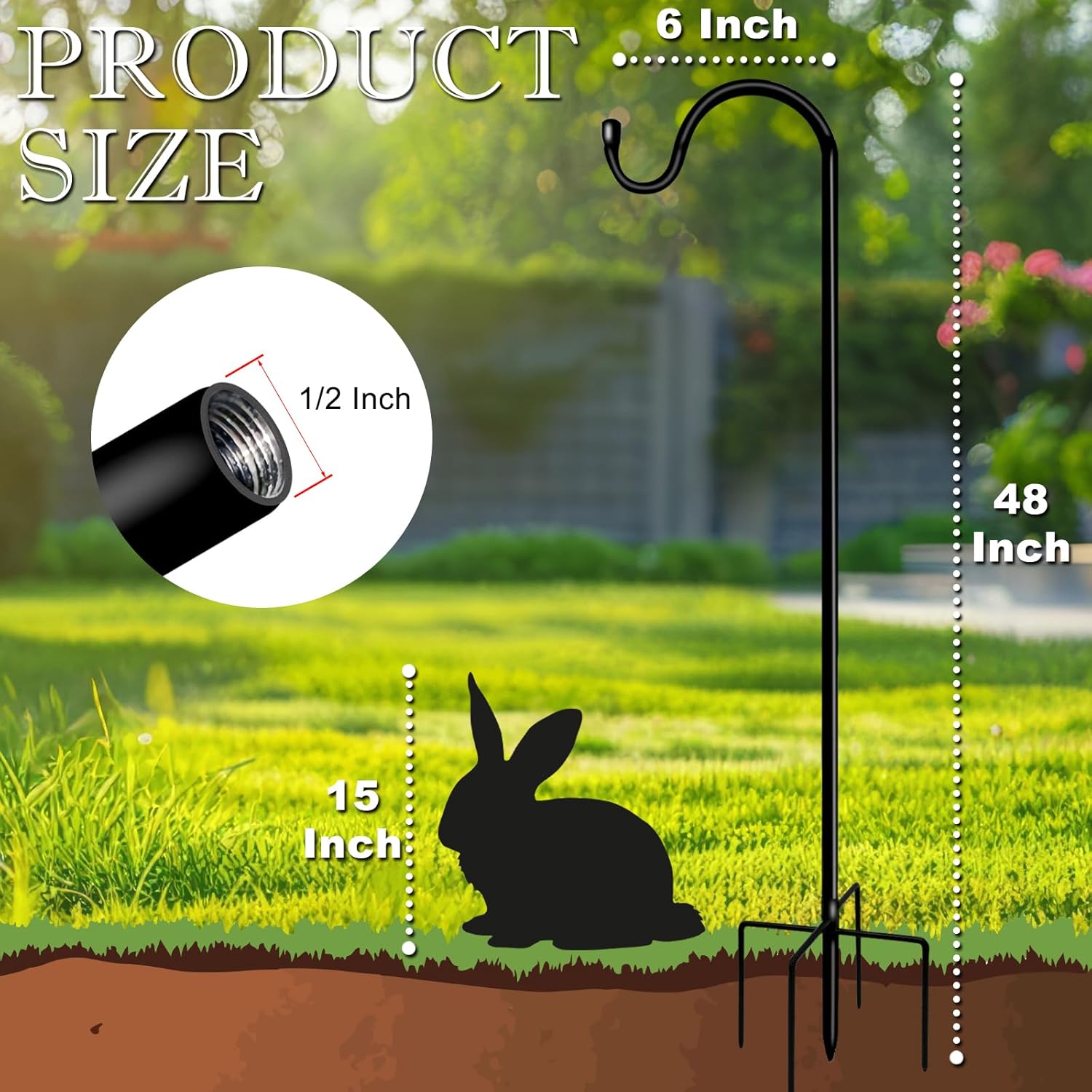 shepherds hooks for outdoor 48 inch garden bird feeder pole with 5 prongs base adjustable for hanging flower basket plant pot solar lantern light wind chime hanger for wedding decor 1 pack 48 inch 48a-1 pack